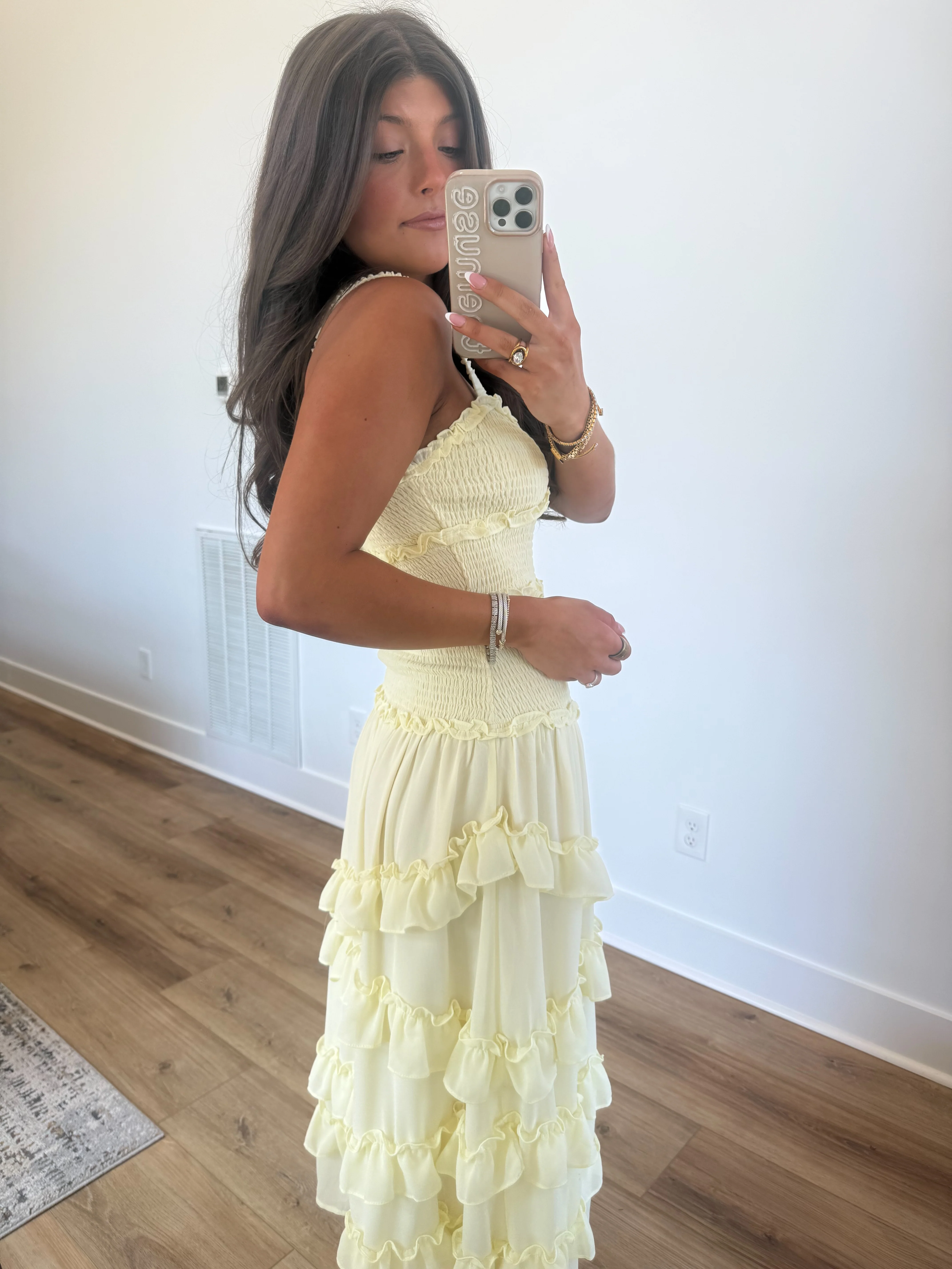 Yellow Smocked Body Midi - Image 3