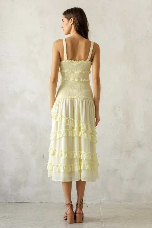 Yellow Smocked Body Midi - Image 5